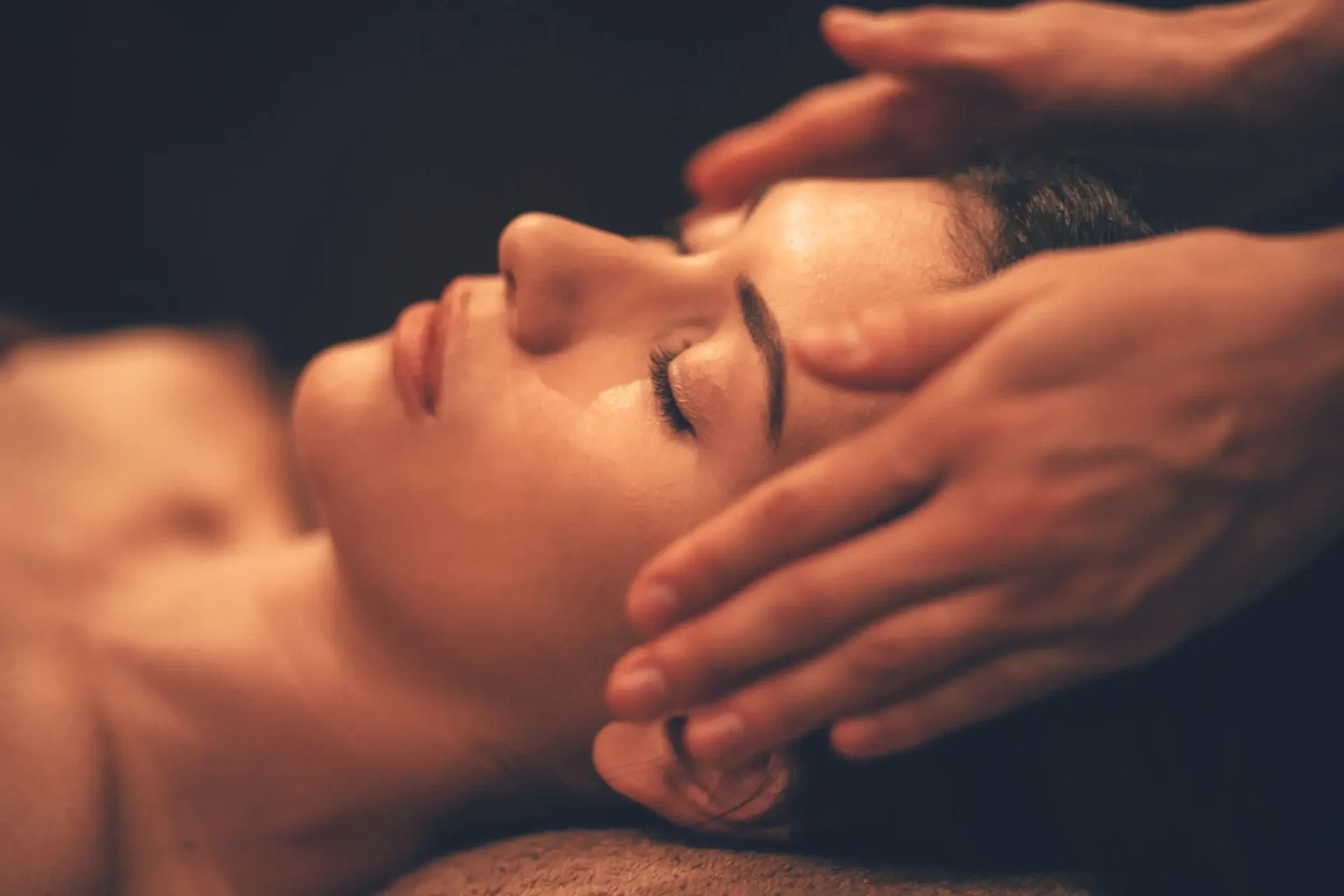 Calming head massage session